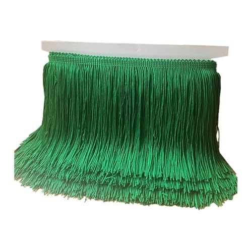 Quastenborte Quasten, Fransen, Spitzenbesatz, 10 Meter, Orange, Gold, Schwarz, Weiß, Blau, Grün, Band, lateinamerikanischer Tanz, Rock, Kleid, Nähmaterial(Green) von GHHZML