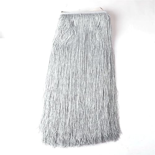 Quastenborte Schöne 50 cm/Pack Gold Fransenbesatz Quaste Lateinisches Kleid Bühnenkleidung Zubehör cm breite Spitzenbandquaste(Silver) von GHHZML