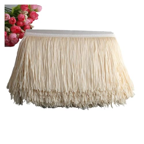 Quastenborte Wunderschöner 1 Yard Spitzen-Fransenbesatz, 10 cm breit, Quasten-Fransenbesatz for DIY-Latin-Kleid, Bühnenkleidung, Zubehör, Spitzenband(Beige) von GHHZML