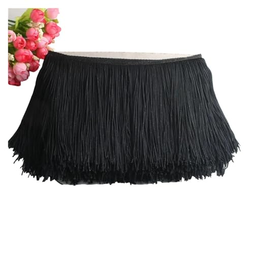 Quastenborte Wunderschöner 1 Yard Spitzen-Fransenbesatz, 10 cm breit, Quasten-Fransenbesatz for DIY-Latin-Kleid, Bühnenkleidung, Zubehör, Spitzenband(Black) von GHHZML