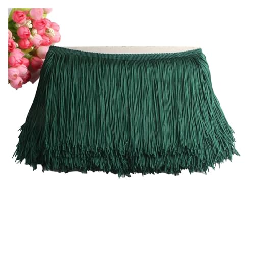 Quastenborte Wunderschöner 1 Yard Spitzen-Fransenbesatz, 10 cm breit, Quasten-Fransenbesatz for DIY-Latin-Kleid, Bühnenkleidung, Zubehör, Spitzenband(Dark green) von GHHZML