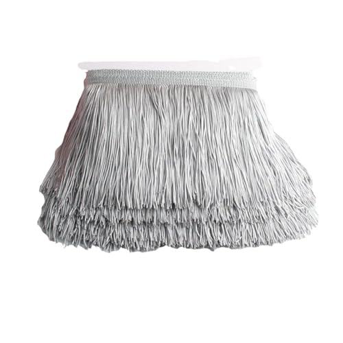 Quastenborte Wunderschöner 1 Yard Spitzen-Fransenbesatz, 10 cm breit, Quasten-Fransenbesatz for DIY-Latin-Kleid, Bühnenkleidung, Zubehör, Spitzenband(Gray) von GHHZML