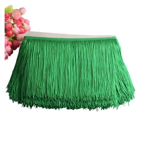 Quastenborte Wunderschöner 1 Yard Spitzen-Fransenbesatz, 10 cm breit, Quasten-Fransenbesatz for DIY-Latin-Kleid, Bühnenkleidung, Zubehör, Spitzenband(Green) von GHHZML