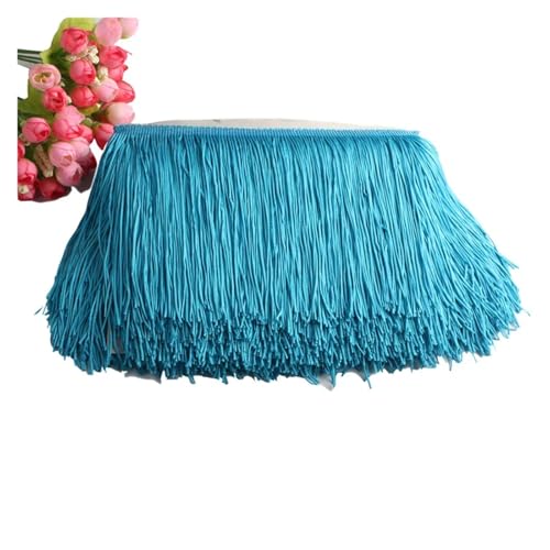 Quastenborte Wunderschöner 1 Yard Spitzen-Fransenbesatz, 10 cm breit, Quasten-Fransenbesatz for DIY-Latin-Kleid, Bühnenkleidung, Zubehör, Spitzenband(Lake Blue) von GHHZML