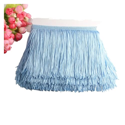 Quastenborte Wunderschöner 1 Yard Spitzen-Fransenbesatz, 10 cm breit, Quasten-Fransenbesatz for DIY-Latin-Kleid, Bühnenkleidung, Zubehör, Spitzenband(Light blue) von GHHZML
