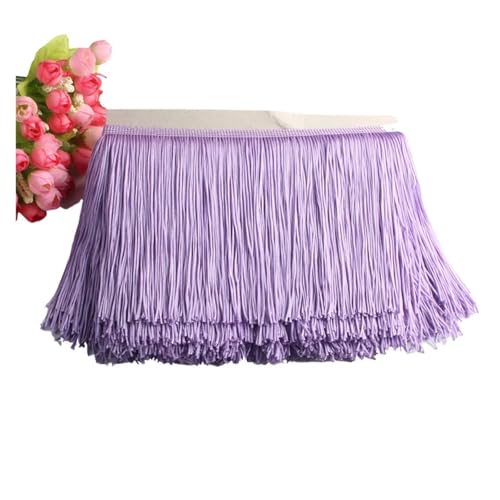 Quastenborte Wunderschöner 1 Yard Spitzen-Fransenbesatz, 10 cm breit, Quasten-Fransenbesatz for DIY-Latin-Kleid, Bühnenkleidung, Zubehör, Spitzenband(Light purple) von GHHZML
