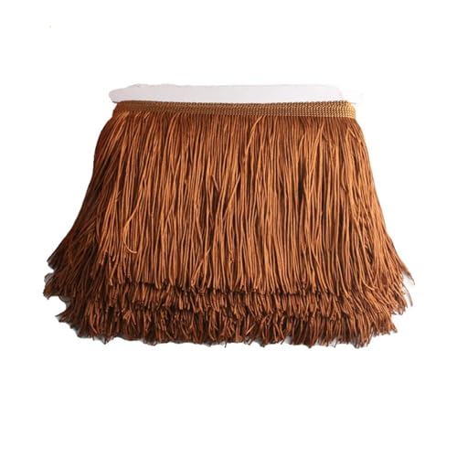 Quastenborte Wunderschöner 1 Yard Spitzen-Fransenbesatz, 10 cm breit, Quasten-Fransenbesatz for DIY-Latin-Kleid, Bühnenkleidung, Zubehör, Spitzenband(Local coffee) von GHHZML