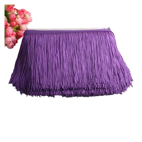 Quastenborte Wunderschöner 1 Yard Spitzen-Fransenbesatz, 10 cm breit, Quasten-Fransenbesatz for DIY-Latin-Kleid, Bühnenkleidung, Zubehör, Spitzenband(Purple) von GHHZML