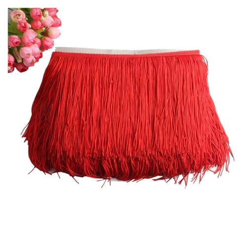 Quastenborte Wunderschöner 1 Yard Spitzen-Fransenbesatz, 10 cm breit, Quasten-Fransenbesatz for DIY-Latin-Kleid, Bühnenkleidung, Zubehör, Spitzenband(Red) von GHHZML