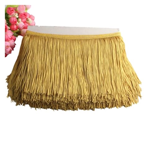 Quastenborte Wunderschöner 1 Yard Spitzen-Fransenbesatz, 10 cm breit, Quasten-Fransenbesatz for DIY-Latin-Kleid, Bühnenkleidung, Zubehör, Spitzenband(Tyrant gold) von GHHZML