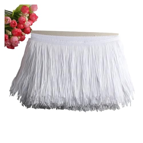 Quastenborte Wunderschöner 1 Yard Spitzen-Fransenbesatz, 10 cm breit, Quasten-Fransenbesatz for DIY-Latin-Kleid, Bühnenkleidung, Zubehör, Spitzenband(White) von GHHZML