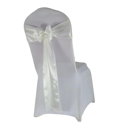 Stuhl Deko Hochzeit (10 Stück/50 Stück) Satin Mariage Schärpe for Hochzeit Stuhl Dekoration Band Band Gürtel Weihnachten Geburtstag Party Stuhl Schärpen(Ivory,50pcs) von GHHZML