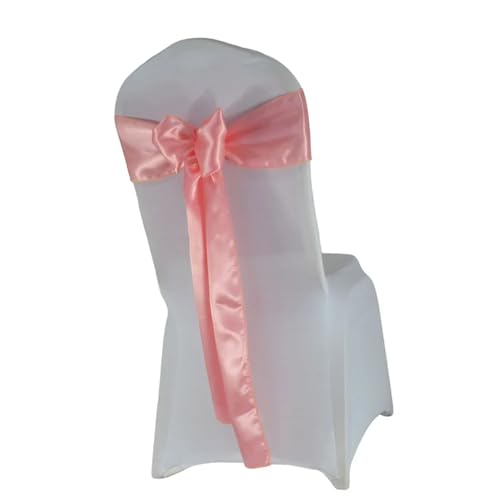 Stuhl Deko Hochzeit (10 Stück/50 Stück) Satin Mariage Schärpe for Hochzeit Stuhl Dekoration Band Band Gürtel Weihnachten Geburtstag Party Stuhl Schärpen(Peach,10 pcs) von GHHZML