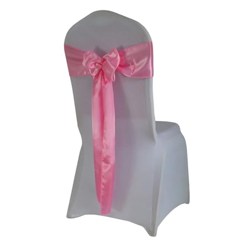 Stuhl Deko Hochzeit (10 Stück/50 Stück) Satin Mariage Schärpe for Hochzeit Stuhl Dekoration Band Band Gürtel Weihnachten Geburtstag Party Stuhl Schärpen(Pink,10 pcs) von GHHZML