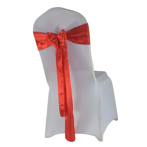 Stuhl Deko Hochzeit (10 Stück/50 Stück) Satin Mariage Schärpe for Hochzeit Stuhl Dekoration Band Band Gürtel Weihnachten Geburtstag Party Stuhl Schärpen(Red,10 pcs) von GHHZML