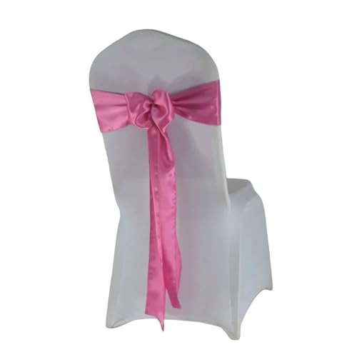 Stuhl Deko Hochzeit (10 Stück/50 Stück) Satin Mariage Schärpe for Hochzeit Stuhl Dekoration Band Band Gürtel Weihnachten Geburtstag Party Stuhl Schärpen(Rose,10 pcs) von GHHZML