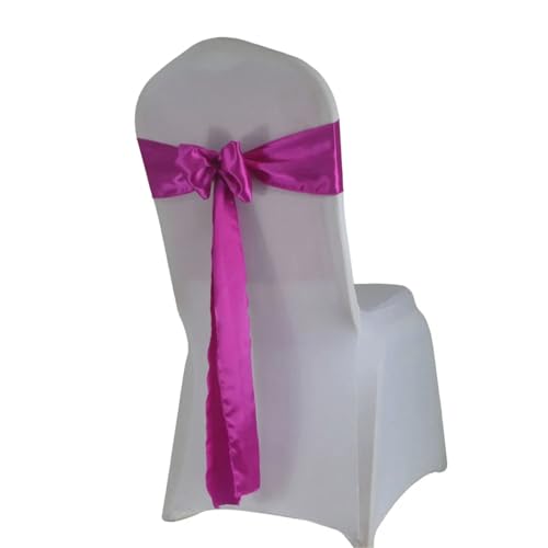 Stuhl Deko Hochzeit (10 Stück/50 Stück) Satin Mariage Schärpe for Hochzeit Stuhl Dekoration Band Band Gürtel Weihnachten Geburtstag Party Stuhl Schärpen(Rose Purple,10 pcs) von GHHZML