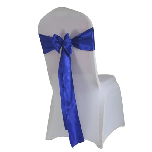 Stuhl Deko Hochzeit (10 Stück/50 Stück) Satin Mariage Schärpe for Hochzeit Stuhl Dekoration Band Band Gürtel Weihnachten Geburtstag Party Stuhl Schärpen(Royal Blue,10 pcs) von GHHZML