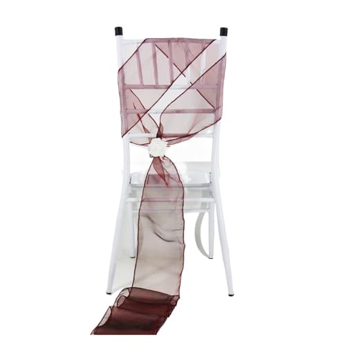 Stuhl Deko Hochzeit 10/50 Hochzeit Schiere Band Organza Stuhl Schärpen Gürtel Knoten Stuhl Abdeckung Schleife Bands Krawatten Hochzeit Stühle Dekoration(Burgundy,50pcs) von GHHZML