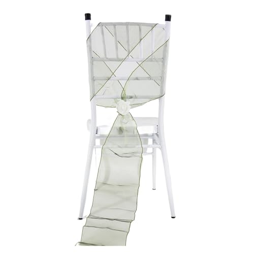 Stuhl Deko Hochzeit 10/50 Hochzeit Schiere Band Organza Stuhl Schärpen Gürtel Knoten Stuhl Abdeckung Schleife Bands Krawatten Hochzeit Stühle Dekoration(Green 04,50pcs) von GHHZML