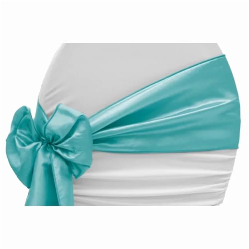 Stuhl Deko Hochzeit 10PCS 17x275cm Satin Stuhl Schärpen Bögen Stuhl Abdeckung Bänder for Hochzeit Bankett Party Event Dekorationen(Mint Green) von GHHZML