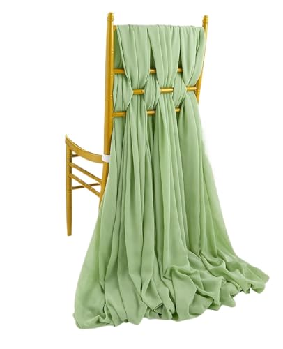 Stuhl Deko Hochzeit 12 Stück Chiffon-Stuhlschärpen, Hochzeitsstuhl-Dekoration, Chiffon, 30 x 270 cm, Tischläufer for Party, Bankett, Event, Urlaubsdekoration(Sage Green) von GHHZML