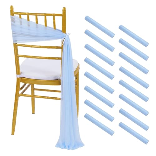 Stuhl Deko Hochzeit Weiße Stuhlschärpen, 10 Packungen, 17 x 250 cm, langer Gang, Hochzeit, Stuhlrückseite, Dekorationen, Stoff, transparenter Kirchen-Tüll, Stuhlvorhänge, große Menge(10pcs light sky) Stuhl Deko Hochzeit Weiße Stuhlschärpen, 10 Packungen, 17 x 250 cm, langer Gang, Hochzeit, Stuhlrückseite, Dekorationen, Stoff, transparenter Kirchen-Tüll, Stuhlvorhänge, große Menge(10pcs light sky) von GHHZML