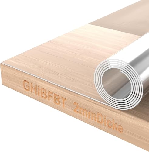 GHIBFBT Tischdecke Transparent, 2mm Tischfolie Transparent Gute Haftung Tischdecke Abwaschbar Wasserdicht Glasklar Folie (45cm*70cm*2mm) von GHIBFBT