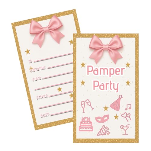 20 einzigartige Verwöhn-Party-Einladungen für Mädchen, 300 g/m², umweltfreundlicher Karton, doppelseitig, glänzender Druck, 9 x 15 cm Größe für einfaches Versenden und Schreiben (20 Stück) von GHKJOK
