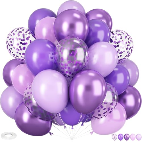 60-teiliges lila Ballon-Set mit lila Farbtönen – lila Geburtstagsdekorationen und Ballonbogen-Set – Pastell-Party für Hochzeiten, Geburtstage, Babypartys und Party-Dekorationen (lila gemischt) von GHKJOK