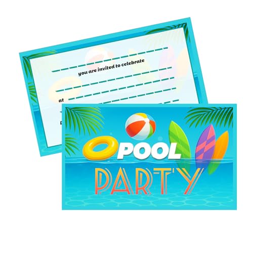 Einladungen für Poolpartys, doppelseitig, 300 g/m², matt, 38,1 x 22,9 cm, einzigartiges Sommer-Design für Poolpartys, 20 Stück Einladungen für Poolpartys, doppelseitig, 300 g/m², matt, 38,1 x 22,9 cm, einzigartiges Sommer-Design für Poolpartys, 20 Stück von GHKJOK