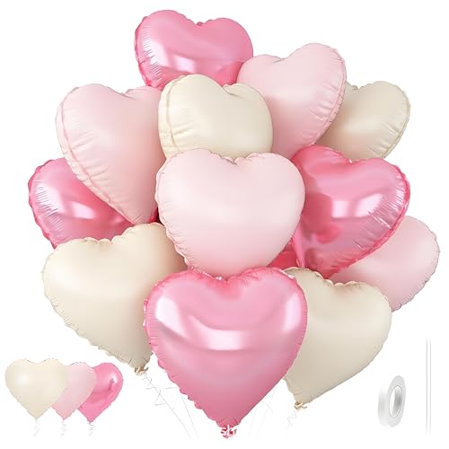 Herzballons 12 Folienpastell Liebe Herz Helium Just Married Dekorationen Hochzeit Geburtstag Verlobung Jahrestag Valentinstag Dekorationen Schnelle Einrichtung (Hellrosa Herz) von GHKJOK