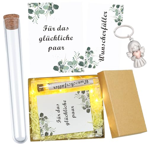 Hochzeitsgeschenke für Brautpaar - Hochzeitskarte und Verpackung für Geldgeschenk zur Hochzeit Karte Geld mit hochzeitskarte und Engelsanhänger, mit Glasröhrchen, Lichterkette, Wunschfüller Hochzeitsgeschenke für Brautpaar - Hochzeitskarte und Verpackung für Geldgeschenk zur Hochzeit Karte Geld mit hochzeitskarte und Engelsanhänger, mit Glasröhrchen, Lichterkette, Wunschfüller von GHKJOK