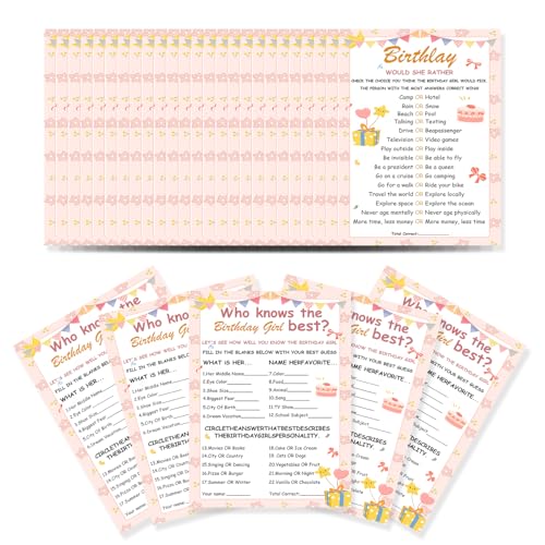 Who Knows The Birthday Girl Best Game – Lustige Geburtstagsparty-Aktivität für Mädchen, inklusive "Würde Sie lieber"-Spiel, perfekt für Übernachtungsparty-Zubehör für Mädchen und Who Knows The Birthday Girl Best Game – Lustige Geburtstagsparty-Aktivität für Mädchen, inklusive "Würde Sie lieber"-Spiel, perfekt für Übernachtungsparty-Zubehör für Mädchen und von GHKJOK