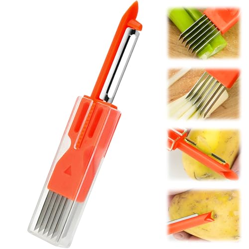 3-in-1 Zerkleinern Sie Seide, Kartoffelschäler, gehacktes grünes Zwiebelmesser, Küchenschneidewerkzeug, Schneider für Gemüse, Zwiebeln, Knoblauch, Zerkleinerer, Gemüseschneider, Haushalt, von GHKLNY