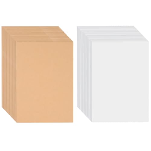 100 Stück Karteikarten A6 Blanko Postkarten, Kraftpapier Karten 10.5x14.8cm, 250g/m² 50 Braun und 50 Weiß Blanko Karten zum Selbstgestalten Spielkarten, Hochzeitseinladungen, Danksagungskarten von GHLAECM