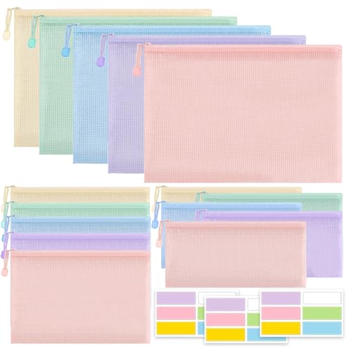 15 Stück Dokumententasche mit Reißverschluss A4 A5 A6, Mesh Dokumententaschen, Zip Tasche für Dokumente, Zip Document Case, Reißverschlussbeutel Transparent für Dokumente, Quittung, Schreibwaren 15 Stück Dokumententasche mit Reißverschluss A4 A5 A6, Mesh Dokumententaschen, Zip Tasche für Dokumente, Zip Document Case, Reißverschlussbeutel Transparent für Dokumente, Quittung, Schreibwaren von GHLAECM