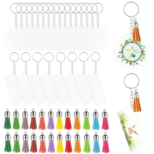 24 Sets Acryl Schlüsselanhänger Rohlinge, Acrylic Keychain Blanks 16 Rund 5cm und 8 Rechteckig 3x7cm, mit 24 Quasten & Schlüsselringe, für DIY Schlüsselanhänger Selber Machen & Kreative Geschenke 24 Sets Acryl Schlüsselanhänger Rohlinge, Acrylic Keychain Blanks 16 Rund 5cm und 8 Rechteckig 3x7cm, mit 24 Quasten & Schlüsselringe, für DIY Schlüsselanhänger Selber Machen & Kreative Geschenke von GHLAECM