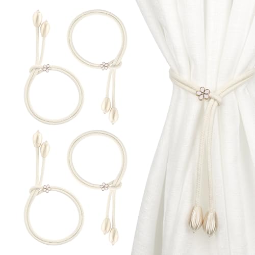 4 Stück Vorhang Raffhalter, Raffhalter für Vorhänge, Handgewebte Baumwolle Gardinenhalter, Vorhang Halter, Beige Gardinen Raffhalter, Vorhanghalter für Schlafzimmer, Büro und Wohnzimmer 4 Stück Vorhang Raffhalter, Raffhalter für Vorhänge, Handgewebte Baumwolle Gardinenhalter, Vorhang Halter, Beige Gardinen Raffhalter, Vorhanghalter für Schlafzimmer, Büro und Wohnzimmer von GHLAECM
