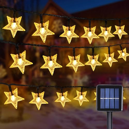 GHONLZIN LED Solar Lichterkette, 12M Stern Lichterkette, 100 LEDs Wasserdichte 8 Modi Sterne Lichterketten Indoor Outdoor für Valentinstag Weihnachten Hochzeit Geburtstag Holiday Party GHONLZIN LED Solar Lichterkette, 12M Stern Lichterkette, 100 LEDs Wasserdichte 8 Modi Sterne Lichterketten Indoor Outdoor für Valentinstag Weihnachten Hochzeit Geburtstag Holiday Party von GHONLZIN