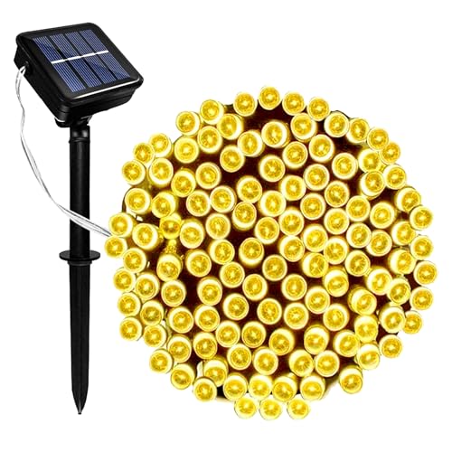 GHONLZIN Solar Lichterkette Aussen, Wasserdicht Solarlichterkette 12 Meter 8 Modi 100 LED Solar Lichterkette Garten Solarbetriebene Lampe für Draußen Party Hochzeit Weihnachts Dekoration von GHONLZIN