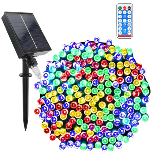 GHONLZIN Solar Lichterkette Aussen, Wasserdicht Solarlichterkette mit Fernbedienung 22 Meter 8 Modi 200 LED Solar Lichterkette Garten für Draußen Party Hochzeit Weihnachts Dekoration von GHONLZIN