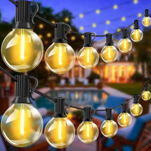 LED Lichterkette Außen - 60M Outdoor Lichterkette Strom 78+2 LED Glühbirnen Wetterfest IP44 Wasserdicht Balkon Lichterketten Innen Aussen Lichterketten für Terrasse Garten Hochzeiten Partys (60M 78+2) von GHUSTAR