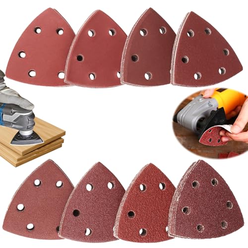 GHVACZS 80 Stück Schleifpapier Dreieckschleifer, 90 x 90 x 90mm Dreieckschleifer Schleifpapier, Gemischte Deltaschleifer Schleifpapier für Deltaschleifer (Körnung 40/60/80/120/180/240/320/400) von GHVACZS