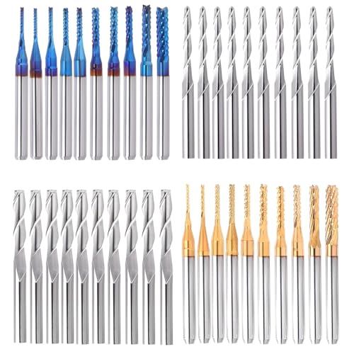 40 Stück Wolframkarbid-Schaftfräser, CNC-Fräser-Bits, 1/8-Zoll-Schaft, 2-schneidig, gerade Fräser-Bits, flache Nase und Kugelnasen-Schaftfräser, PCB-Bohrer und V-Nut-Gravur-Bits, MC50A 40 Stück Wolframkarbid-Schaftfräser, CNC-Fräser-Bits, 1/8-Zoll-Schaft, 2-schneidig, gerade Fräser-Bits, flache Nase und Kugelnasen-Schaftfräser, PCB-Bohrer und V-Nut-Gravur-Bits, MC50A von GHWMYD