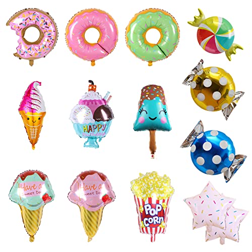 14 Eiscreme Donut Folienballons,Folienballon Geburtstag Sommer Ice Cream Themenorientierte Geburtstags Dekoration Ballons für Sommer Party Dekoration von GHYUI
