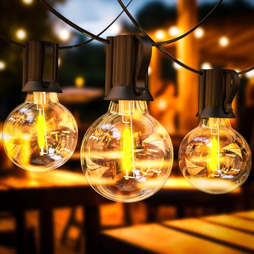 Led Lichterkette Außen Strom, 18M Outdoor Lichterkette Glühbirnen mit 25+2 Warmweiße G40 Glühbirnen Plastik, IP44 Wasserdicht Lichterketten Innen Außen für Garten, Balkon, Party, Hochzeit, Terrasse von GIACOMO