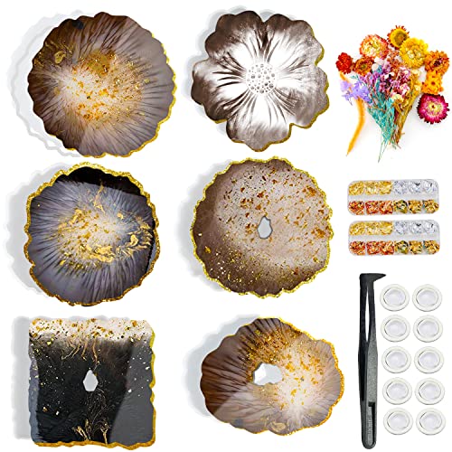 Silikonform Untersetzer Silikonformen Epoxidharz 6 Stück Epoxidharz Formen Untersetzer mit Blattgold und Pinzette Echt Gepresste Getrocknete Blumen DIY Kunstharz Gießen Resin Art Silikonform Untersetzer Silikonformen Epoxidharz 6 Stück Epoxidharz Formen Untersetzer mit Blattgold und Pinzette Echt Gepresste Getrocknete Blumen DIY Kunstharz Gießen Resin Art von GIAK