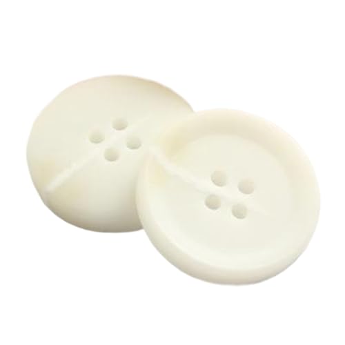 GIAYEU Knöpfe for Annähen, Vier-Augen-Knopf aus Hornimitatharz for Herren- und Damenmäntel, Windjacke, 15–30 mm, 10 Stück(White,23 mm) von GIAYEU