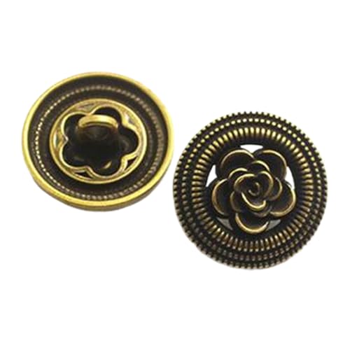 GIAYEU Knöpfe for Annähen, Vintage Metallknopf, rund 15-23mm, 10 Stück(Brass,23 mm) von GIAYEU
